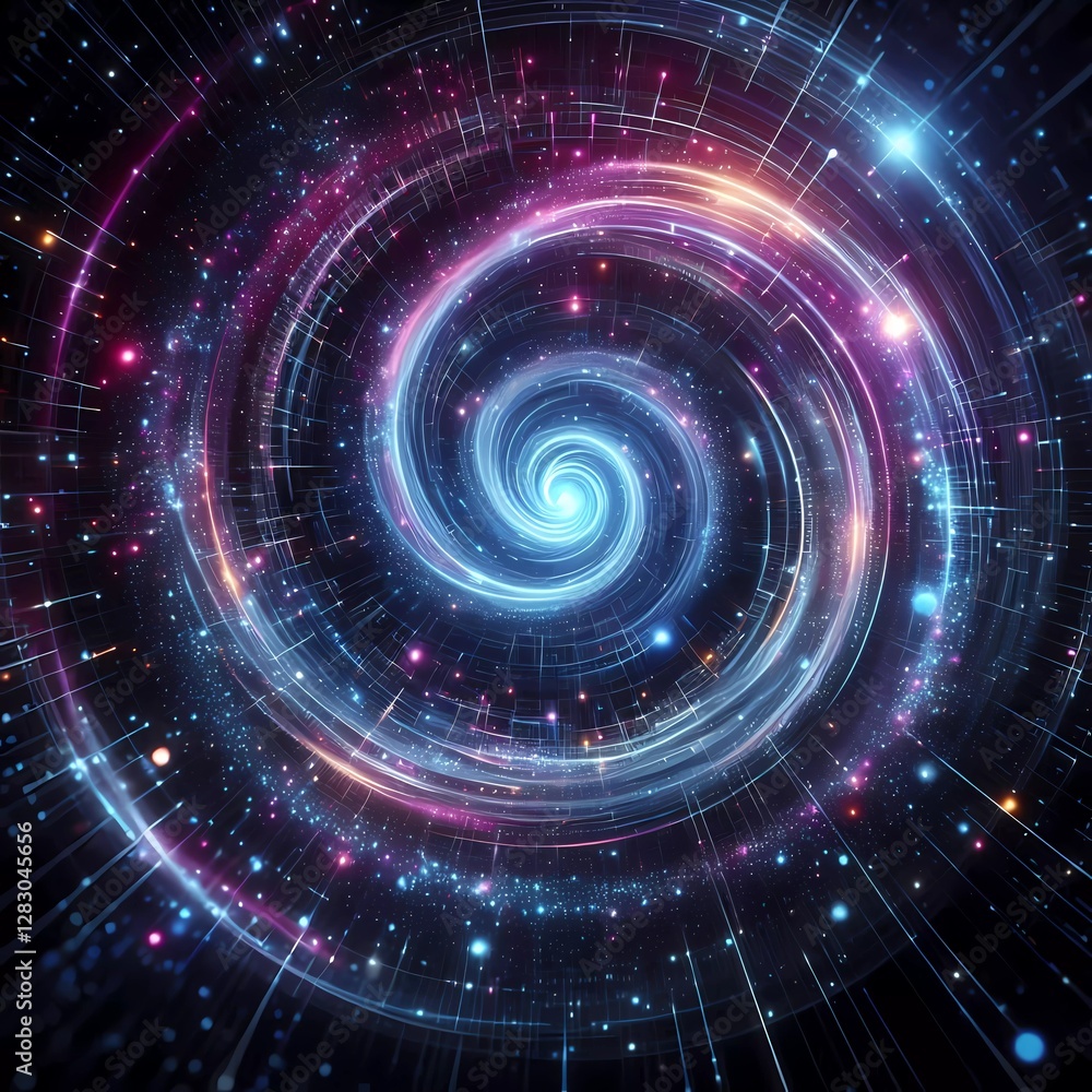 Obraz premium Futuristic fractal abstract digital quantum turnnelling effect deep universe pattern background with dynamic 