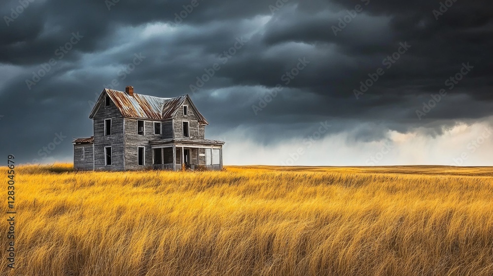 Dark clouds loom over the golden fields of Saskatchewan's vast prairie. A lone farmhouse stands amidst the endless expanse, a testament to the resilience of farmers in the face of nature's wrath. Dark clouds loom over the golden fields of Saskatchewan's vast prairie. A lone farmhouse stands amidst the endless expanse, a testament to the resilience of farmers in the face of nature's wrath.