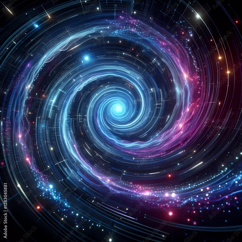 Obraz premium Futuristic fractal abstract visualization quantum turnnelling effect deep dynamic sci-fi galaxy pattern background 