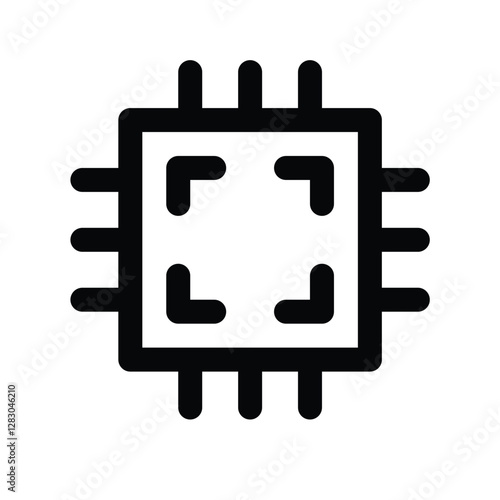 Chip Icon Representing Microprocessor, Computer Hardware, Technology, and Electronics for Digital Systems