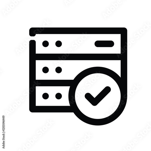 Server Check Icon Representing IT Infrastructure Monitoring, System Status, Server Health, and Network Performance