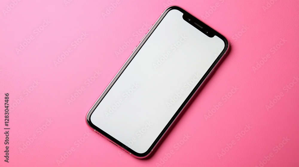 Blank white screen of a smartphone sits on a pink background, creating a minimalist, modern design that highlights digital technology and innovation. Blank white screen of a smartphone sits on a pink background, creating a minimalist, modern design that highlights digital technology and innovation.