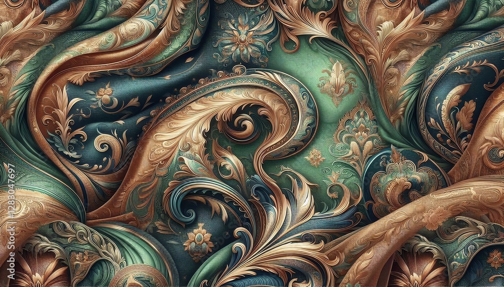 Luxurious Ornate Swirl Pattern Baroque and Rococo Inspired Digital Art Luxurious Ornate Swirl Pattern Baroque and Rococo Inspired Digital Art