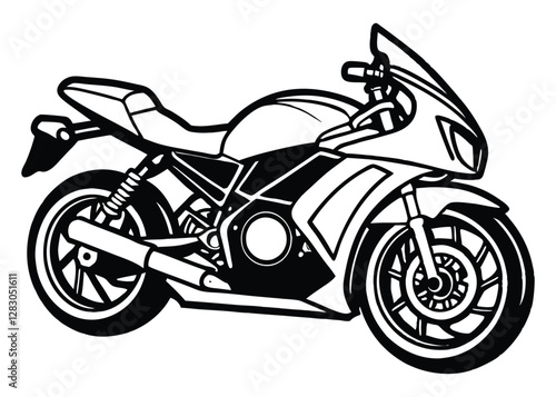 Silhouette of racing motorbike isolated on a white background