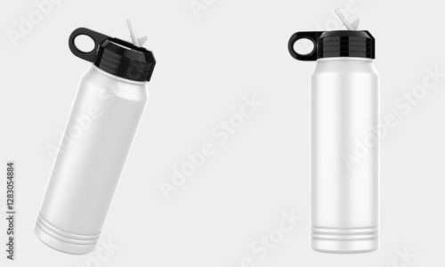 Wallpaper Mural Water Bottle Mockup Isolated On White Background. 3d illustration Torontodigital.ca