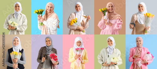 Collage of Muslim women wit...