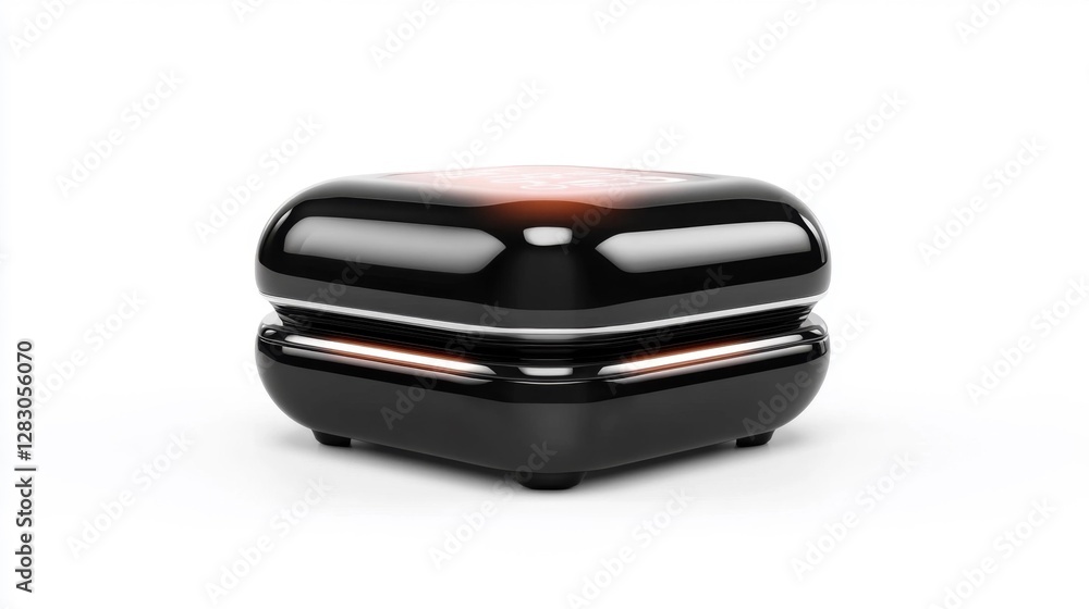 Futuristic Black and Chrome Box with LED Light Effect Isolated on White Background. Generative AI Futuristic Black and Chrome Box with LED Light Effect Isolated on White Background. Generative AI