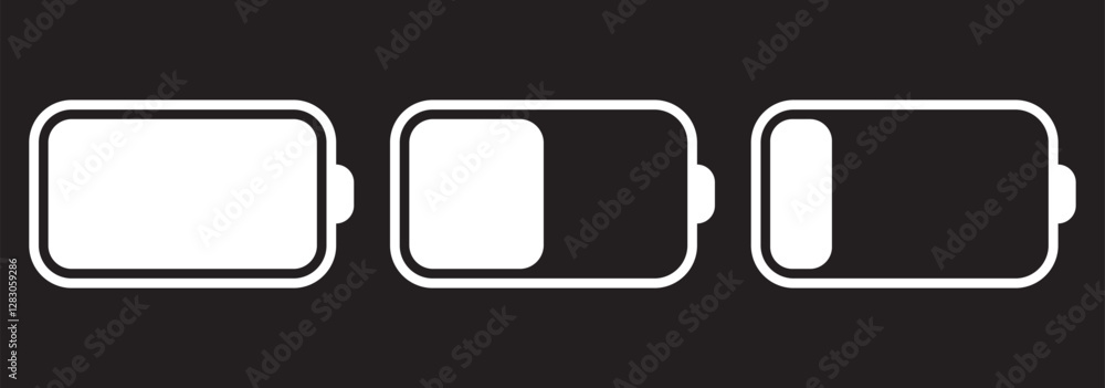 Battery icon. Battery level icon set. Battery icon. Battery level icon set.