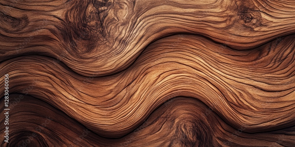 custom made wallpaper toronto digitalNatural wood texture with wavy patterns in warm brown tones, showcasing intricate grain details and smooth, flowing lines across the surface.