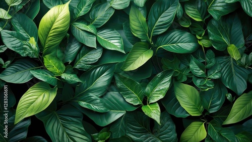 Wallpaper Mural Green leafy vegetation background with a variety of tropical and subtropical plant leaves in diverse shapes and textures Torontodigital.ca