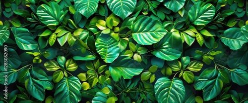 Wallpaper Mural Lush green leaf pattern background showcasing diverse foliage textures and shades ideal for nature-themed design projects. Torontodigital.ca