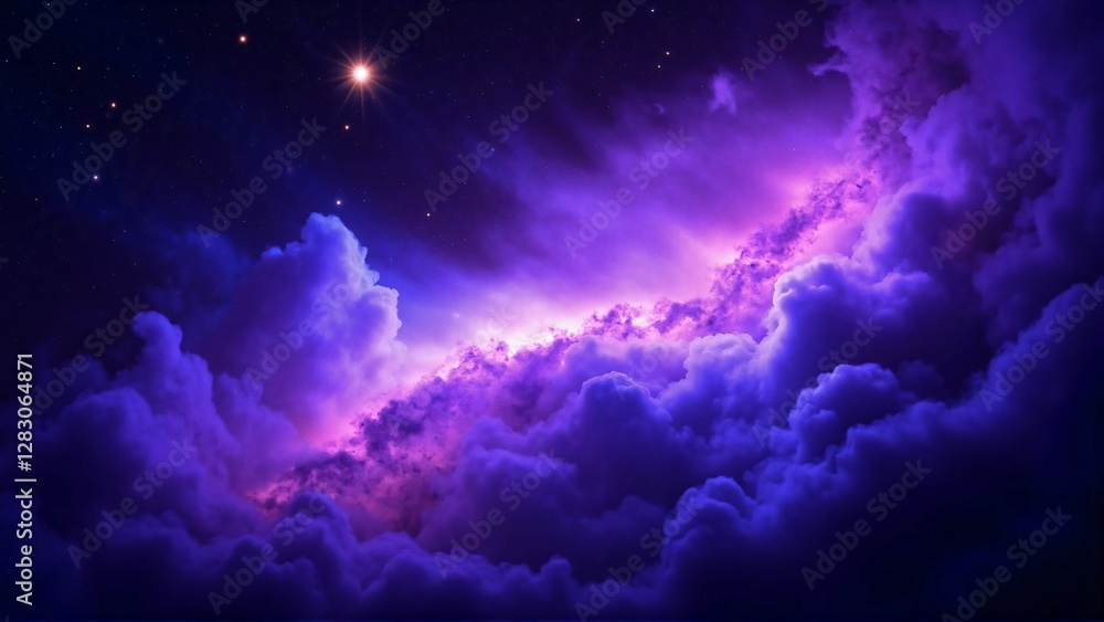 Obraz premium Mystical Cosmic Clouds Illuminated by Celestial Light in a Dreamlike Night Sky