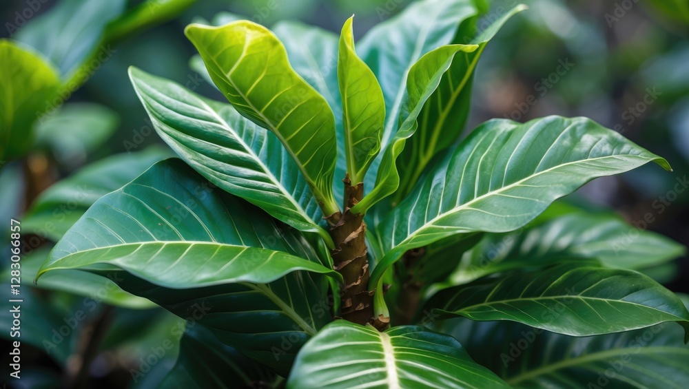Obraz premium Lush Green Ginger Leaves with Textured Surface and Vibrant Color Capturing the Essence of Tropical Foliage and Natural Beauty