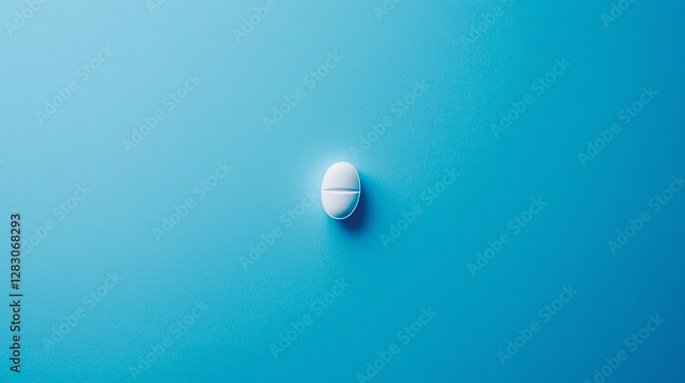 minimalist white pill on blue background for health and wellness concepts minimalist white pill on blue background for health and wellness concepts