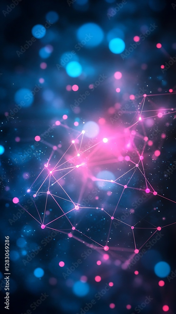 Network connection, glowing nodes, dark background, digital art, website banner Network connection, glowing nodes, dark background, digital art, website banner