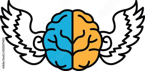 A brain with two wings on either side