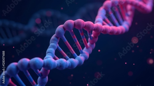 close-up of a dna strand in vibrant blue and pink, depicting advanced genetic research and biotechnology