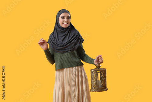 Young Muslim woman with lan...