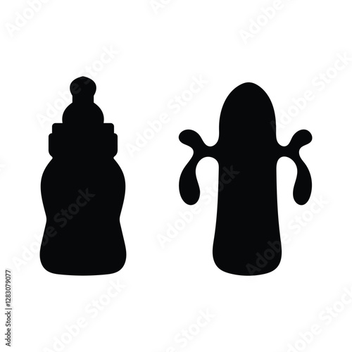 Children feeding bottle silhouette milk baby bottle vector illustration.