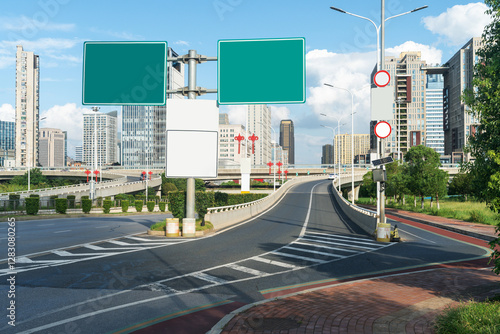 Photography city highway interchange in shanghai on traffic rush hour