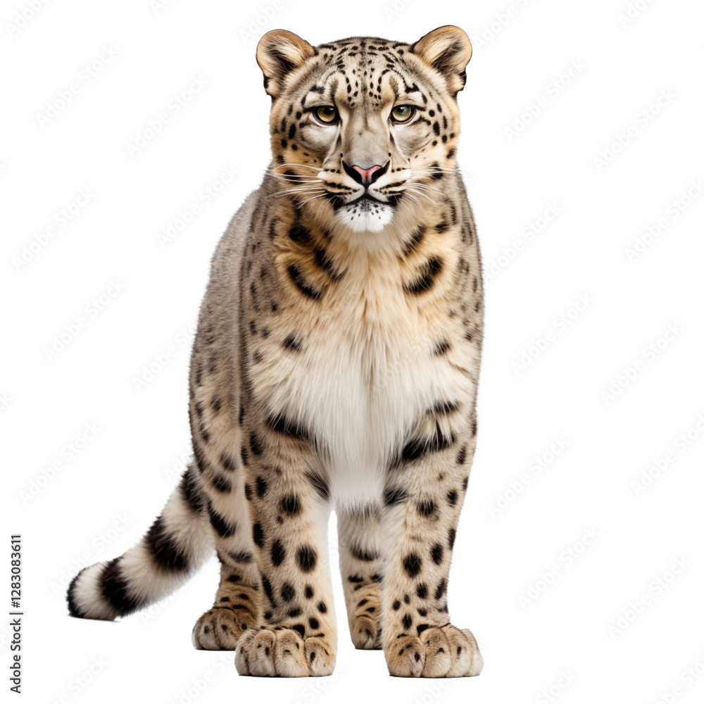adult snow leopard staring transparent background adult snow leopard staring transparent background