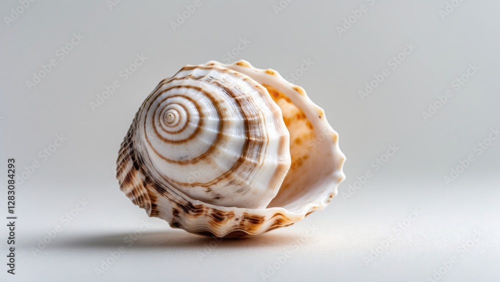 Closeup of a beautiful marine shell on a soft background with ample empty space for text or design elements showcasing natural beauty. Closeup of a beautiful marine shell on a soft background with ample empty space for text or design elements showcasing natural beauty.