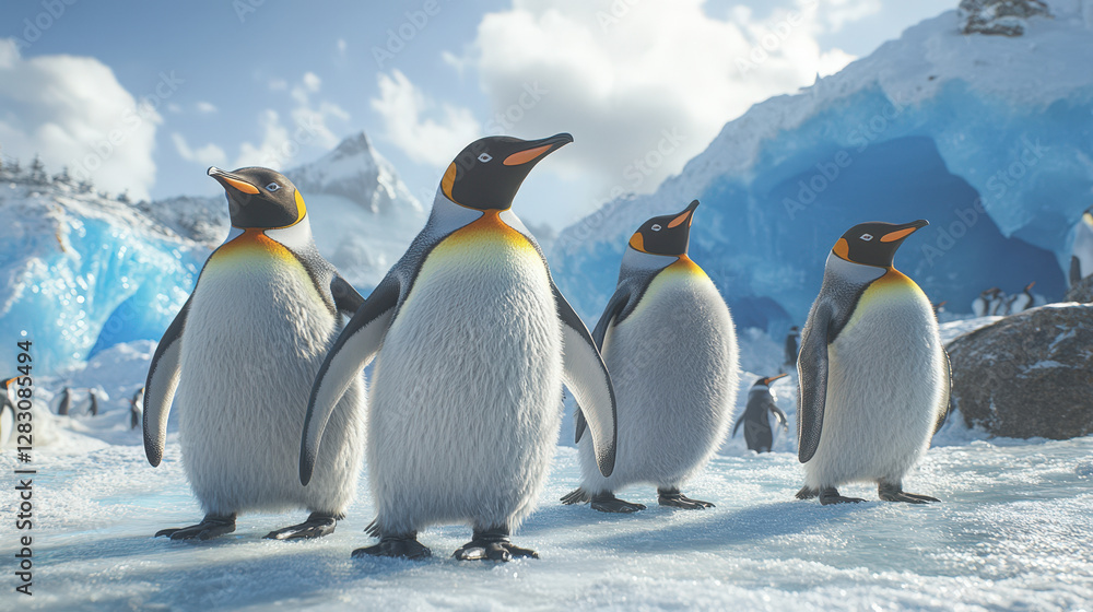Fototapeta premium How many emperor penguins are on the glaciers of the Antarctic continent