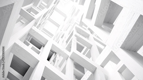 Wallpaper Mural abstract architectural design with white geometric structures Torontodigital.ca