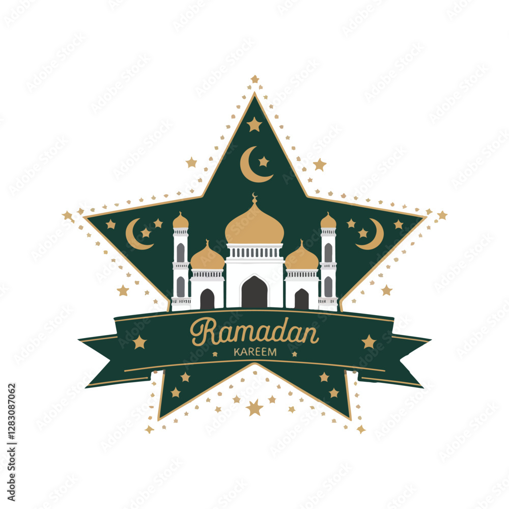 Obraz premium Ramadan Kareem Mosque icon with Star