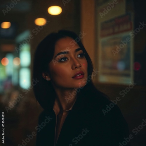 Pretty Young Asian Lady Looking Over Her Shoulder