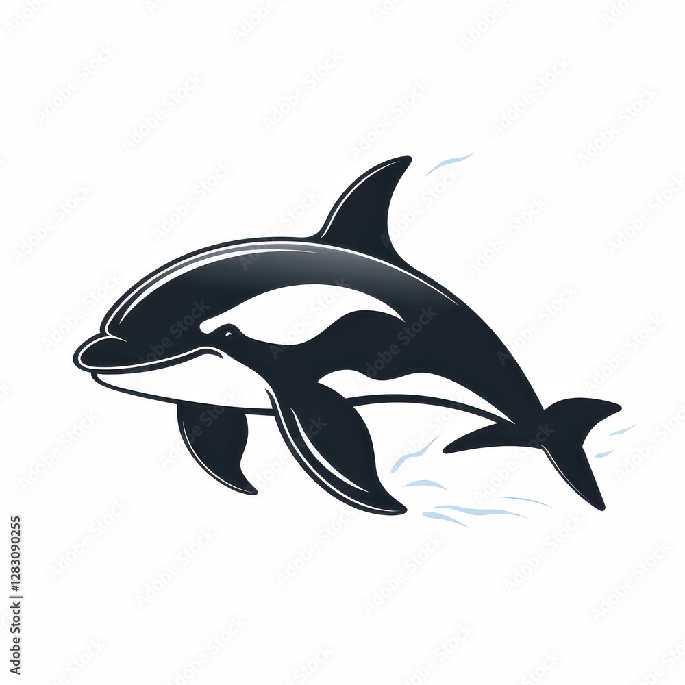 Obraz premium Dolphin silhouette swimming gracefully in ocean, showcasing elegance and freedom