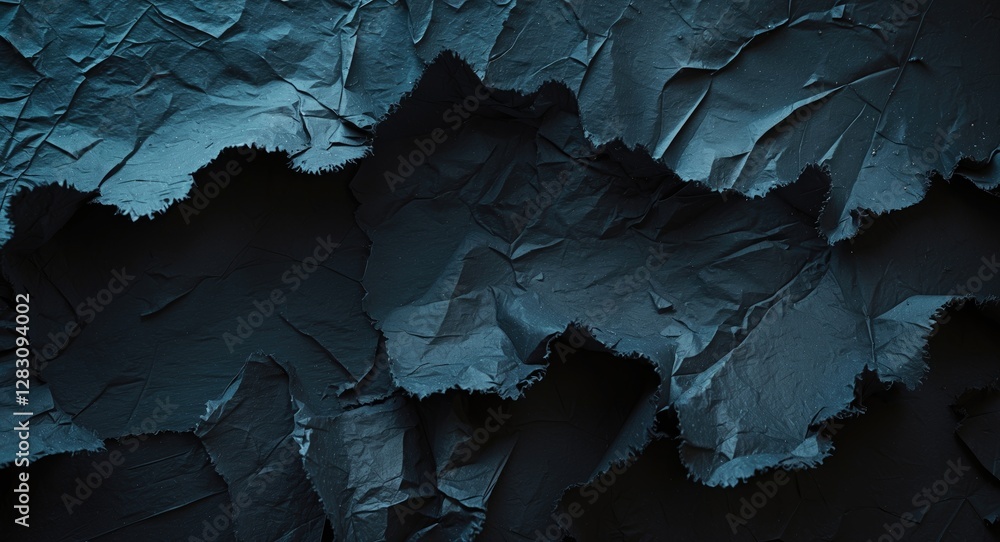 Fototapeta premium Crumpled dark black paper texture background for creative design and abstract applications