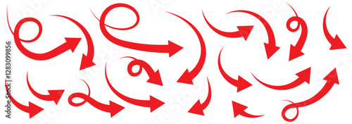 Black and red curved arrows set with directional icons