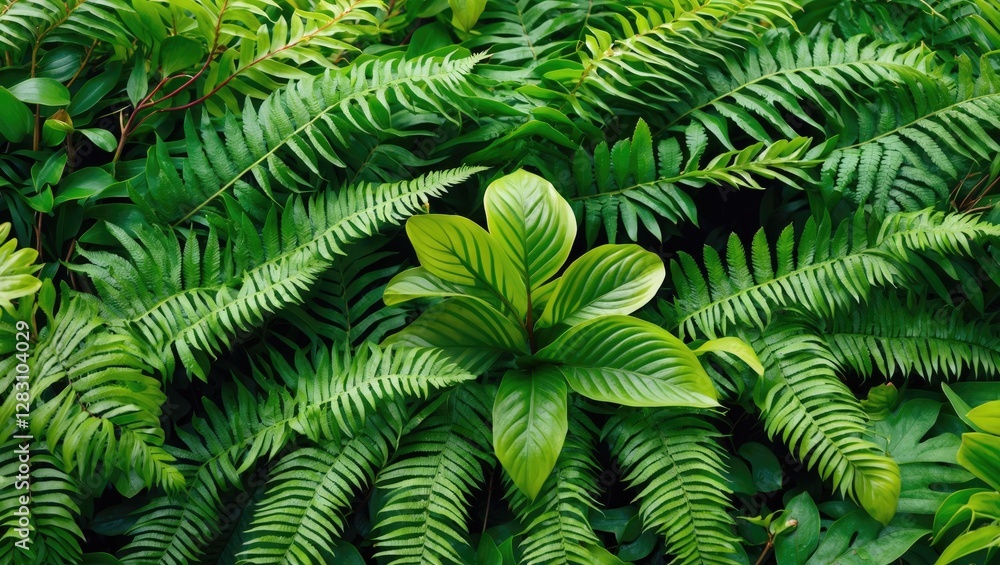 Lush Green Fern Leaves in Spring with Detailed Textures and Vibrant Shades of Green Ideal for Nature and Botanical Themes. Lush Green Fern Leaves in Spring with Detailed Textures and Vibrant Shades of Green Ideal for Nature and Botanical Themes.