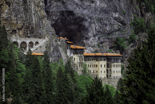 Sumela Monastery (Turkish: Sümela Manastırı) is a Greek Orthodox monastery, in the Maçka district of Trabzon Province in modern Turkey. photo