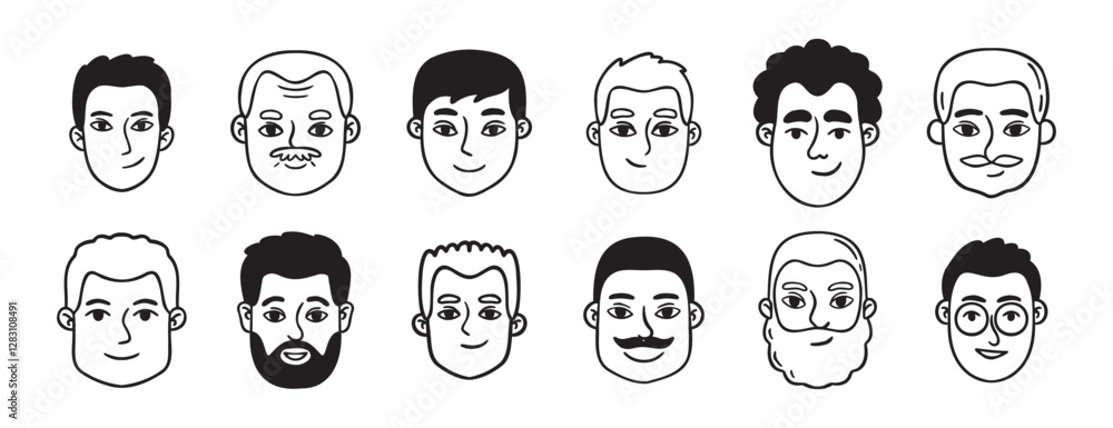 men portraits male doodles set doodle hand drawn icon set. Outline drawing man heads and faces line clipart symbol collection. men portraits male doodles set doodle hand drawn icon set. Outline drawing man heads and faces line clipart symbol collection.