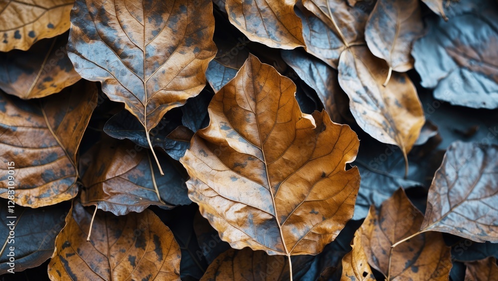 Dry autumn leaves scattered on the ground showcasing rich textures and muted colors in a natural seasonal composition. Dry autumn leaves scattered on the ground showcasing rich textures and muted colors in a natural seasonal composition.