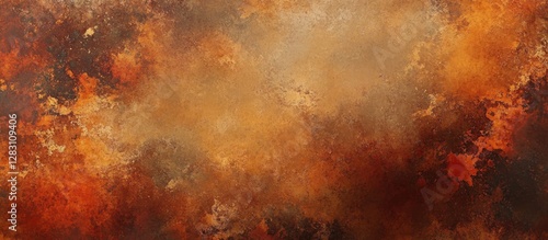 Rusty metal textured abstract background with warm orange and brown tones creating a visually striking worn aesthetic of decaying surfaces.