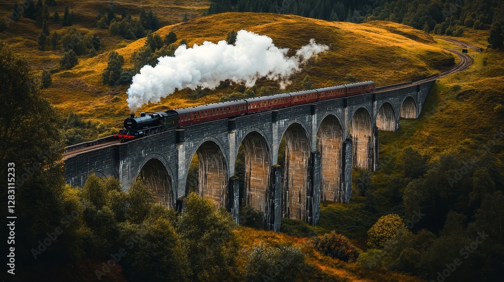 Obraz premium A steam train with white smoke