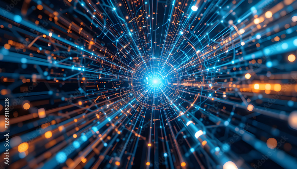 Futuristic 3d neon lines in digital abstract form, technology-inspired, vibrant hues, immersive glow, side-angle view Futuristic 3d neon lines in digital abstract form, technology-inspired, vibrant hues, immersive glow, side-angle view