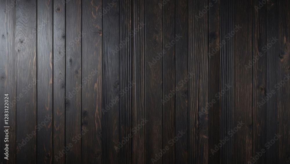 Dark wooden panel background with vertical planks and natural grain texture ideal for rustic or modern design applications Dark wooden panel background with vertical planks and natural grain texture ideal for rustic or modern design applications