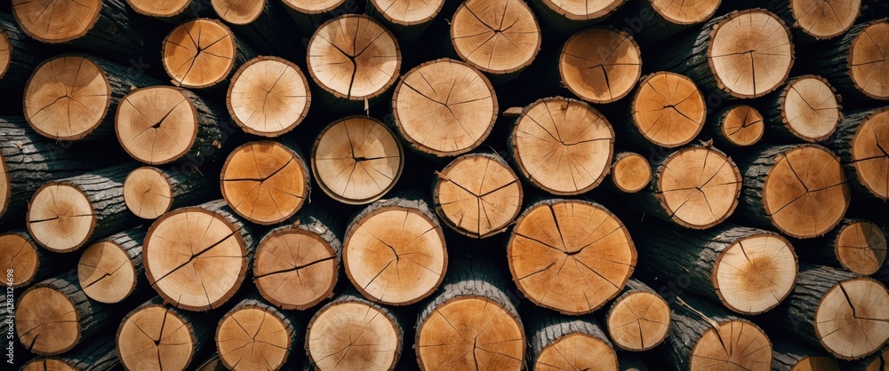 Cross section of tree trunks stacked together showcasing natural timber texture for interior design and rustic decoration ideas. Cross section of tree trunks stacked together showcasing natural timber texture for interior design and rustic decoration ideas.