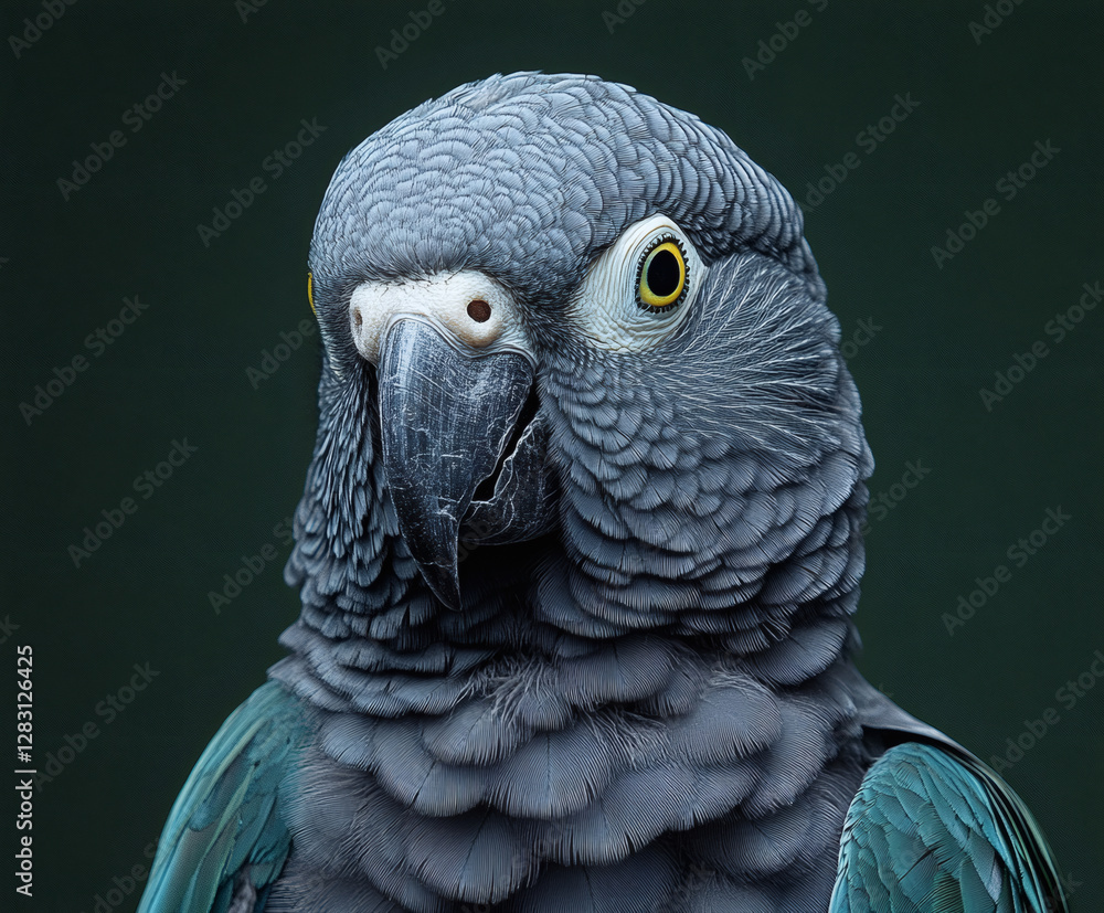 Obraz premium Closeup action of african grey parrot feathers in nature vibrant and detailed environment