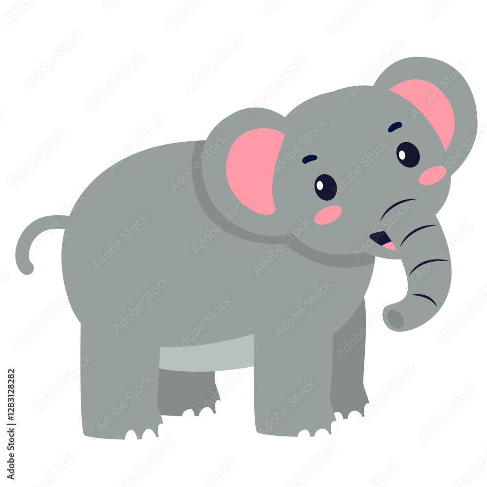 Cute Cartoon Elephant with Pink Ears and Rosy Cheeks - Adorable Animal Illustration
Cute Cartoon Elephant with Pink Ears and Rosy Cheeks - Adorable Animal Illustration