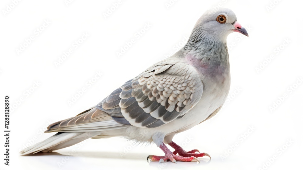 Light-colored Dove on White Background Light-colored Dove on White Background