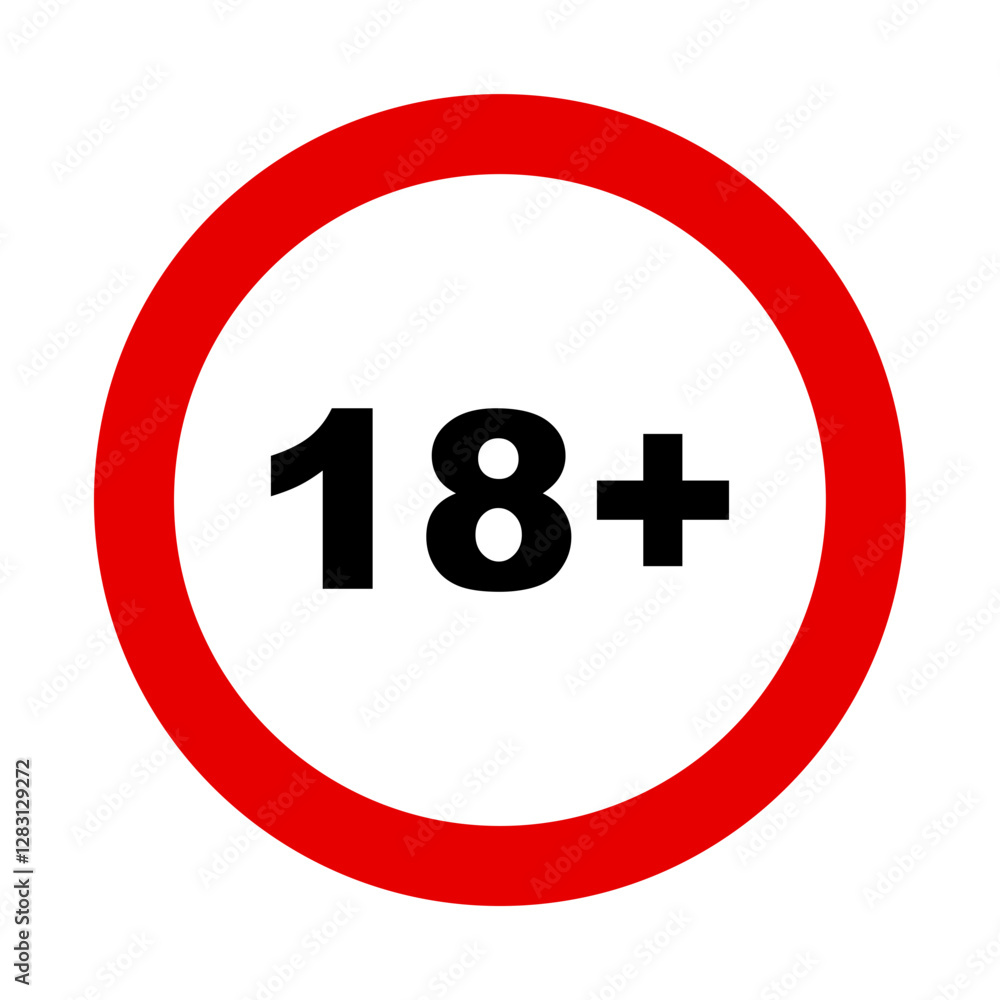 age limit sign above 18 years age limit sign above 18 years