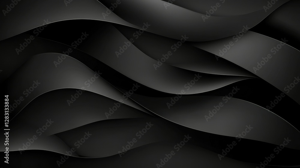 Black abstract background design. Modern wavy line pattern (guilloche curves) in monochrome colors. Premium stripe texture for banner, business background. Dark horizontal vector template Black abstract background design. Modern wavy line pattern (guilloche curves) in monochrome colors. Premium stripe texture for banner, business background. Dark horizontal vector template