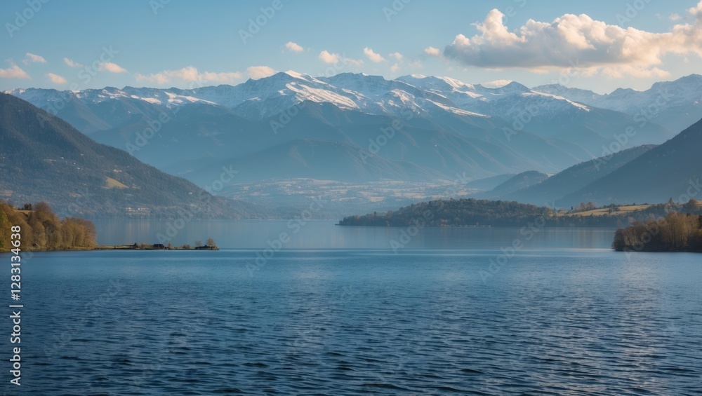 serene lake landscape with mountains and clear blue sky showcasing natural beauty and tranquility serene lake landscape with mountains and clear blue sky showcasing natural beauty and tranquility