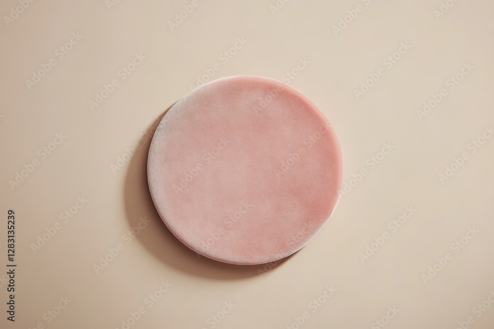 Soft pink circular surface showcases delicate matte finish, perf Soft pink circular surface showcases delicate matte finish, perf