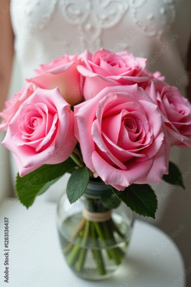 Full, vibrant pink rose wedding bouquet Stunning arrangement , vibrant, romantic Full, vibrant pink rose wedding bouquet Stunning arrangement , vibrant, romantic